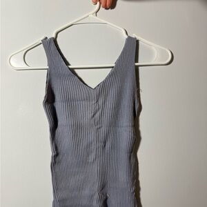 Gray Ribbed Sleeveless Top